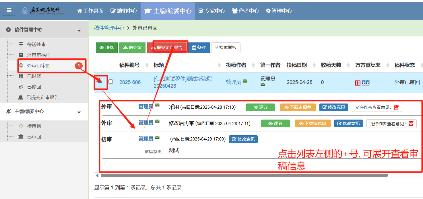 提交定审报告截图